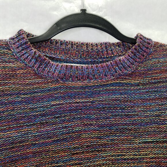 Hakei Pullover Sweater Women’s Small Long Sleeve Crew Neck Reverse Knit Rainbow - Picture 2 of 11
